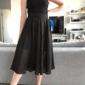 Black Flowy Plaid Pattered Chiffon Material Skirt